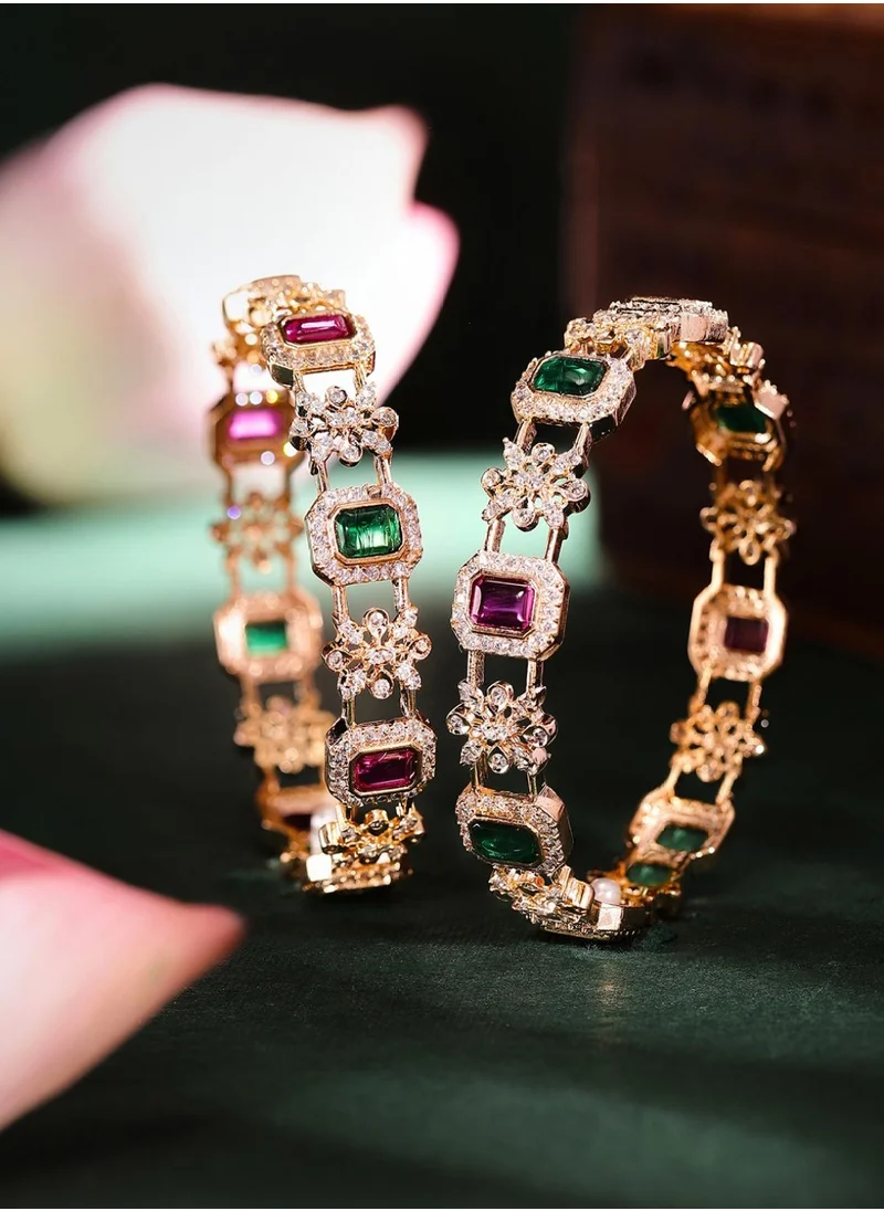 برياسي Set Of 2 Plated American Diamond-Studded Bangles