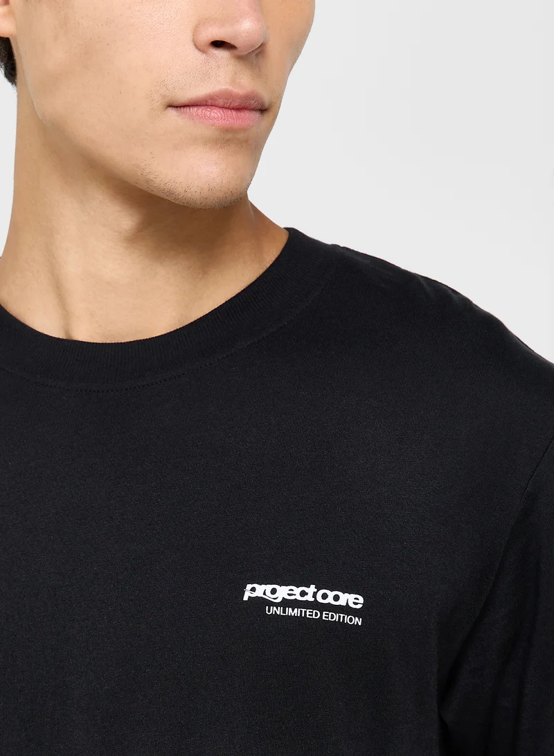 جاك اند جونز Jcotarmac Chest Print Crew Neck T-Shirt