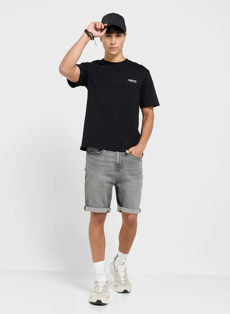 جاك اند جونز Jcotarmac Chest Print Crew Neck T-Shirt
