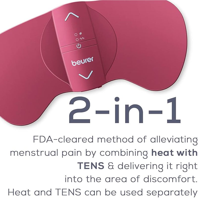 Beurer EM50 TENS Unit and Heating Pad - Portable Period Cramps Pain Relief, Rechargeable, Auto Shut-Off, 15 TENS Levels, Fast Heating, for Drug-Free Menstrual or Lower Back Pain Relief - Image 2