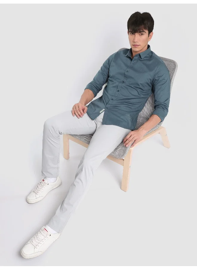 Beyoung True Blue Linen Blend Shirt for Men