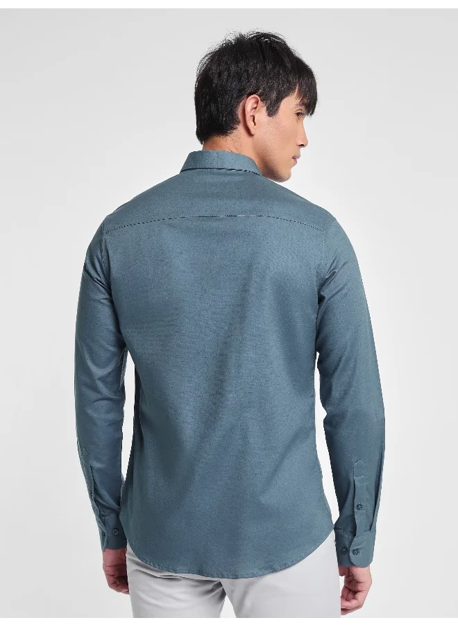 Beyoung True Blue Linen Blend Shirt for Men