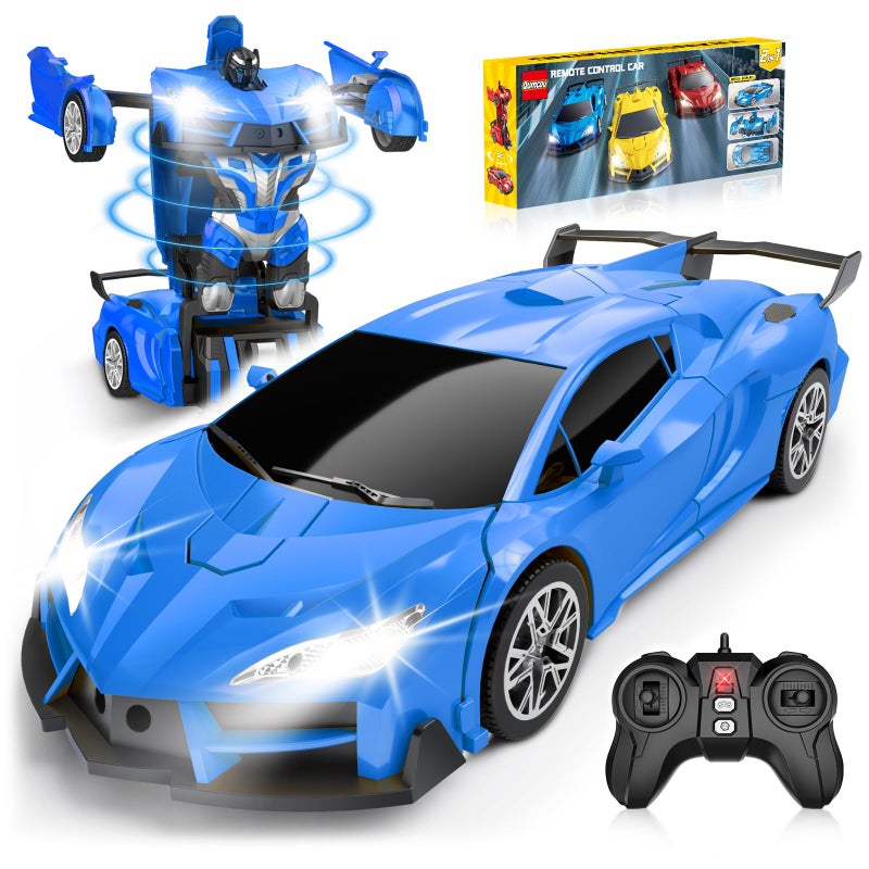 Qumcou Transform Remote Control Car RC Cars for Boys Age 35 68 OneButton Transform Toy Cars 24GHz 360 Spin 116 Scale Flashing Headlight38 Year Old Grandkids Christmas Birthday Gifts - Image 3