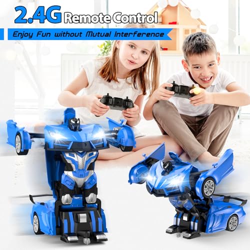 Qumcou Transform Remote Control Car RC Cars for Boys Age 35 68 OneButton Transform Toy Cars 24GHz 360 Spin 116 Scale Flashing Headlight38 Year Old Grandkids Christmas Birthday Gifts - Image 5