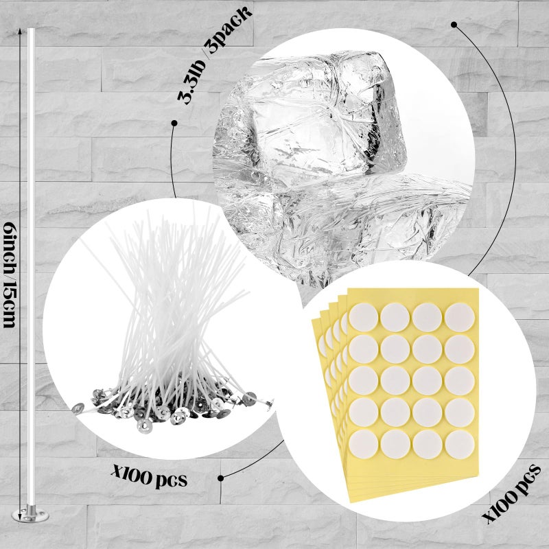 Heigble 6.6 lb High Density Transparent Gel Candle Wax Clear Gel Wax Jelly Candle 100 Pcs Wick and 100 Pcs Wick Stickers for DIY Making Handmade Projects Material Supplies - Image 3