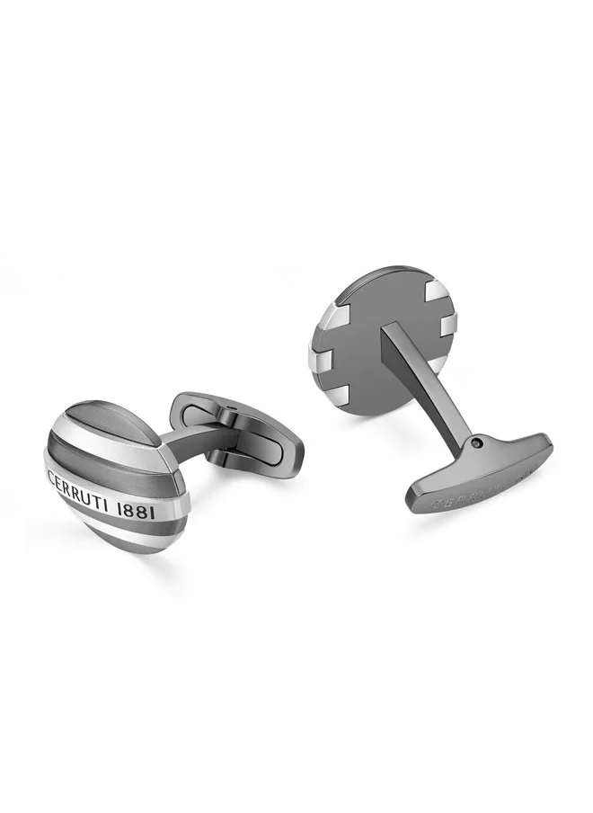 CERRUTI 1881 Edoardo Two Tone Silver and Grey Luxury Cufflinks for Men