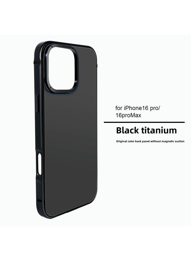 For Apple 16pro Metal Primary Color Phone Case Magsafe Magnetic Shell Iphone16promax Creative Case-Color:Black Titanium (without Magnetic Suction)-Applicable Models:iPhone 16 Promax  - Image 1