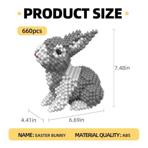 KADELE Easter Bunny Building Animal Sets Extremely Challenging STEM Building Blocks Decor for Adults Kids Micro 3D Educational Toys for Boys Girls Ages 8 and Up 660 Pieces - Image 5