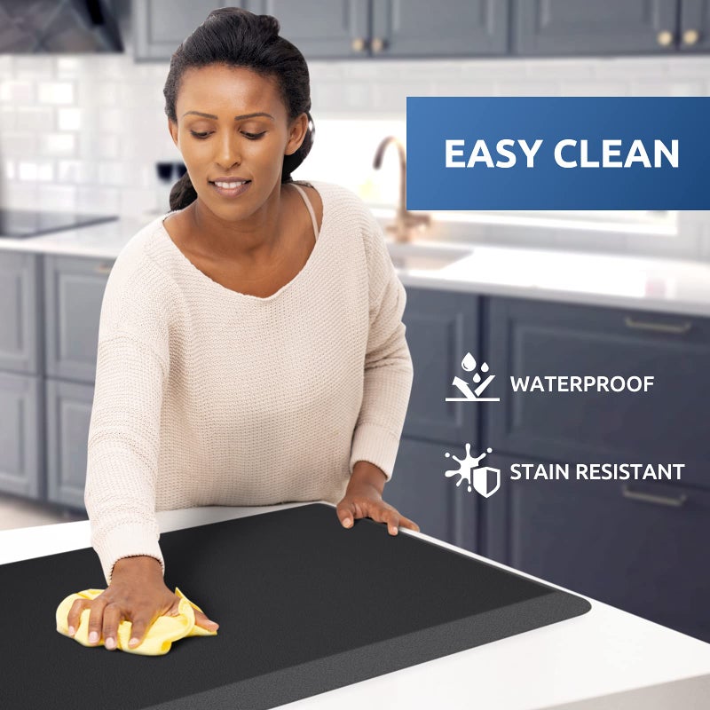 KitchenClouds Kitchen Mat Cushioned Anti Fatigue Kitchen Rug 17.3"x39" Water Resistant Non Slip Kitchen Rugs and Mats Standing Desk Mat Comfort Floor Mats for Kitchen House Sink Office (Black) - Image 3