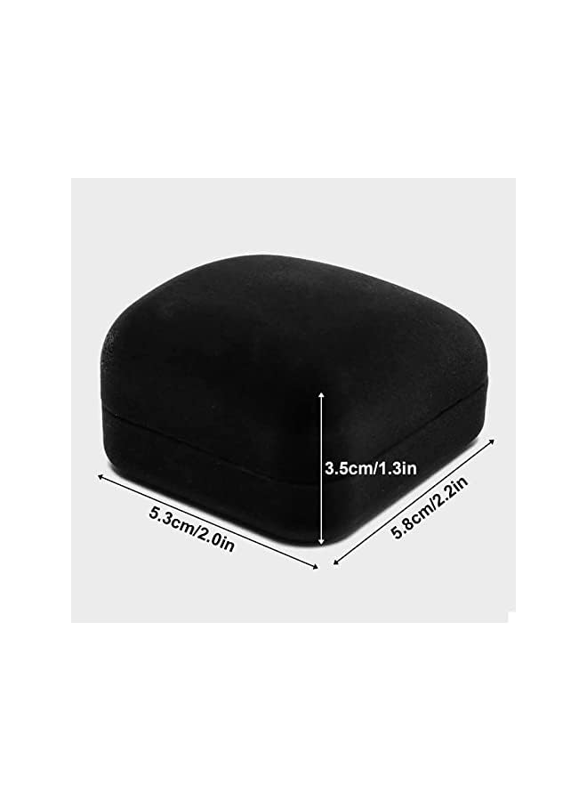 The Bros Velvet Ring Box, 2 Pieces Jewelry Ring Boxes Gorgeous Vintage Single Slots Wedding Ring Gift Box with Lid for Wedding Ceremony Proposal Engagement Anniversary, Black  - Image 2