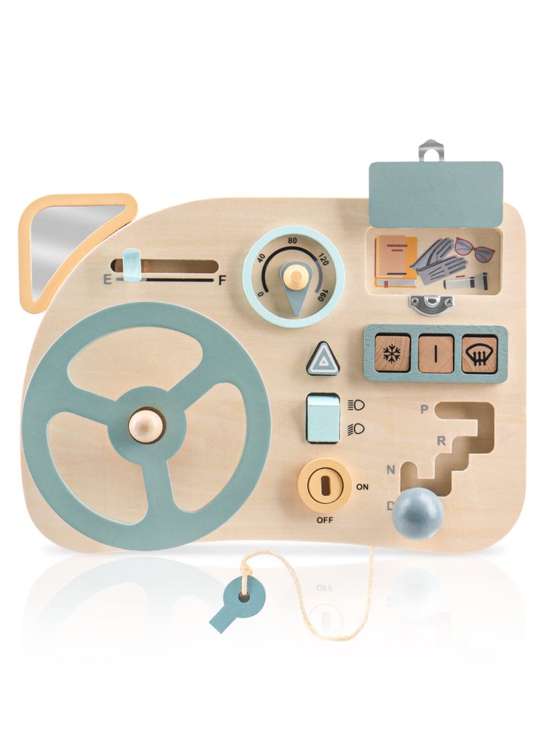 KASTWAVE Toys Steering Wheel Wooden, Busy Board for Toddlers 1-3 Sensory Toys Educational Toys Activity Board to Learn Fine Motor Skill for Travel - Image 2