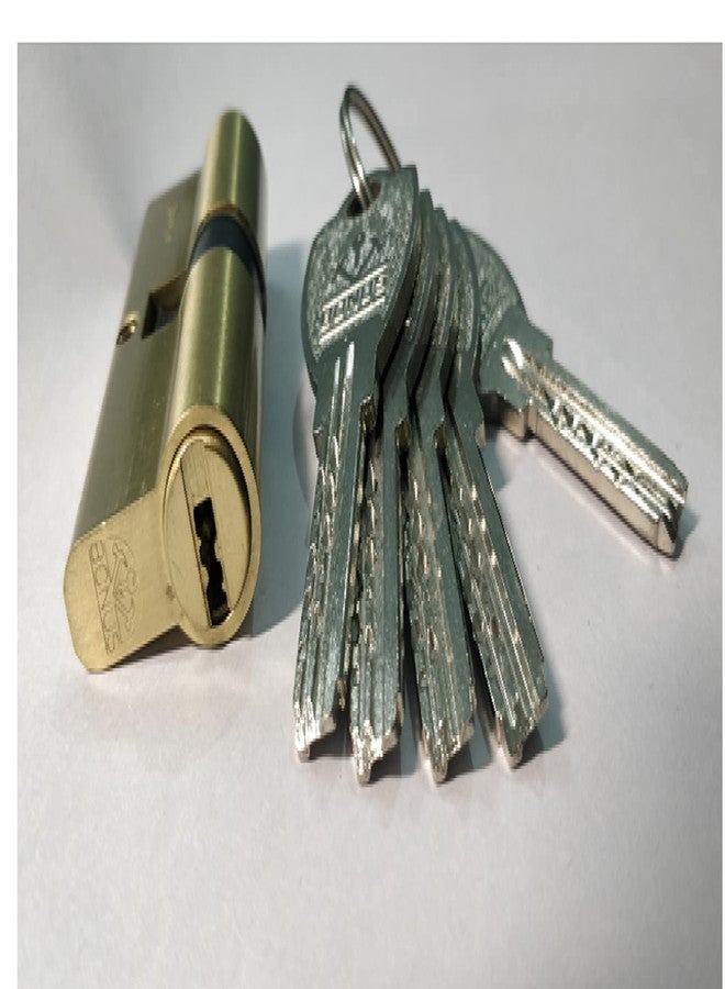 Bonus:- Euro Profile 10 Pin Cylinder (65mm Both Side Key, Brush Brass) - Image 1