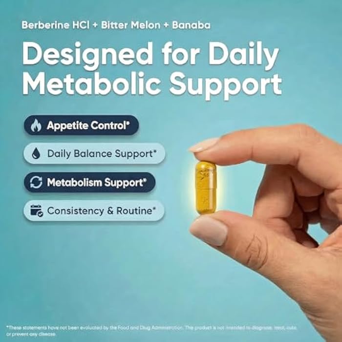 Berberine 1000 mg with Bitter Melon and Banaba Leaf – Herbal Supplement, 60 Capsules - Image 3