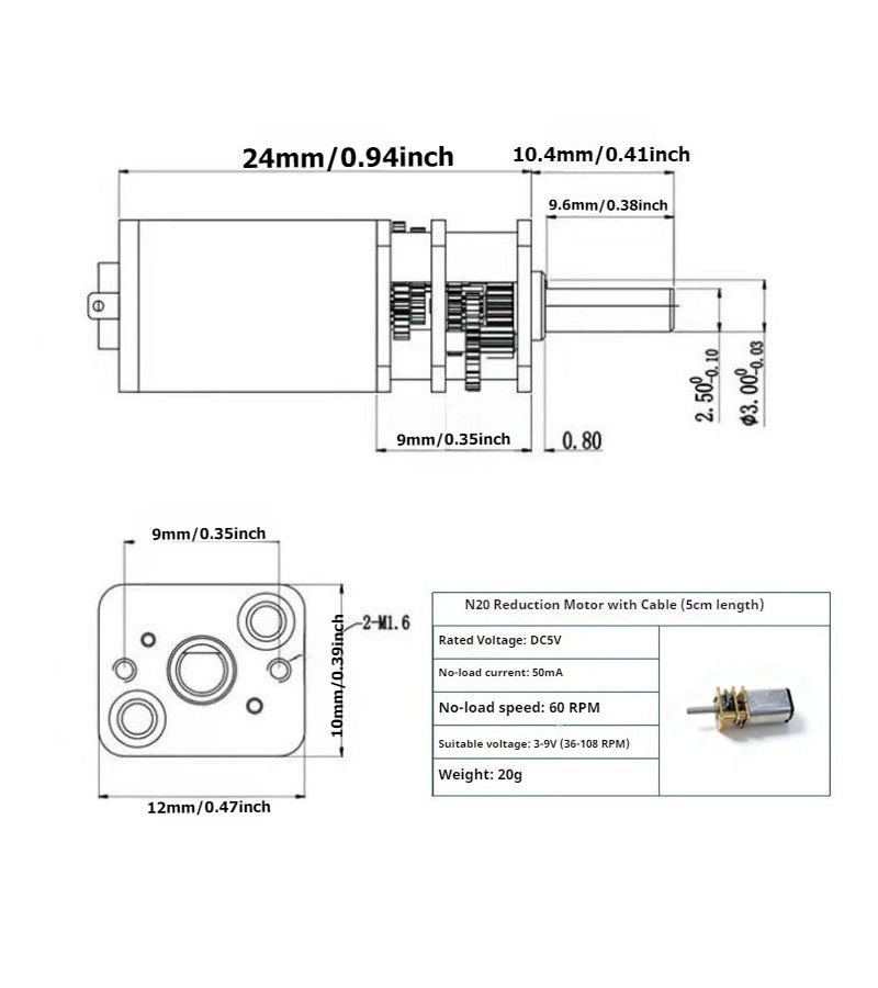 Multicolor N20 Reduction Motor Gear Rack Bracket Screw Nut Set - Image 3
