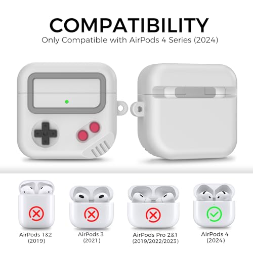 TRONWIN AirPods 4 Case, Silicone Game Design 2024 Case for Apple AirPods 4 Generation with Active Noise Cancellation, Cute Cover for AirPod 4 Gen for Women/Men (Light Grey) - Image 2
