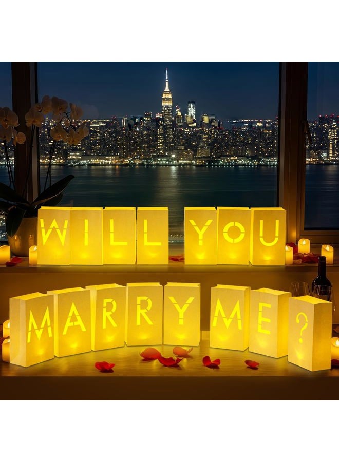 Velsyn Luminary Paper Bags Wedding Proposal Decorations “Will You Marry me?” Light up Letters Sign for Engagement Party, proposals - Image 1