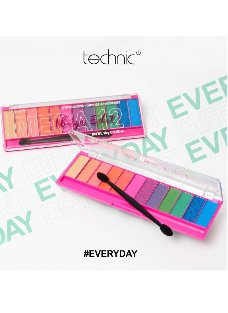Technic لوحة ظلال العيون Technic Mega - 12 لونًا ملونًا، يدوم طويلاً، سهل الاستخدام وقابل للمزج للحصول على مظهر مثالي من النهار إلى المساء - 18 جرامًا (إيبيزا)  - Image 3