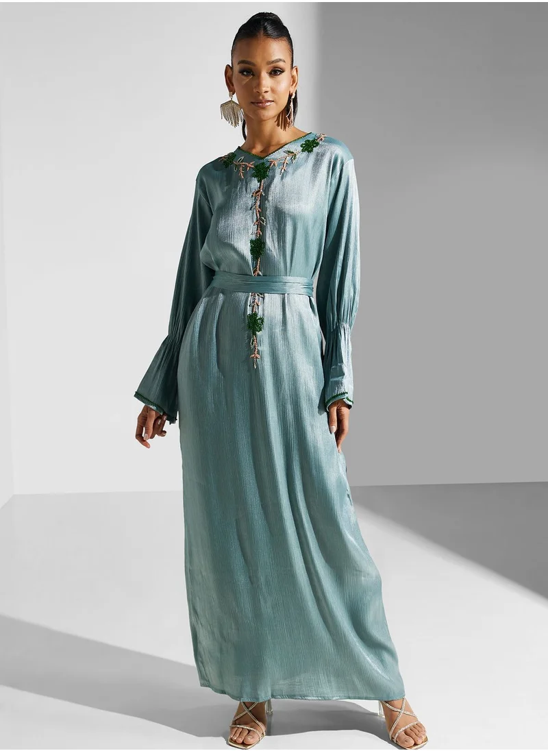 hayas closet Embellished Belted Jalabiya