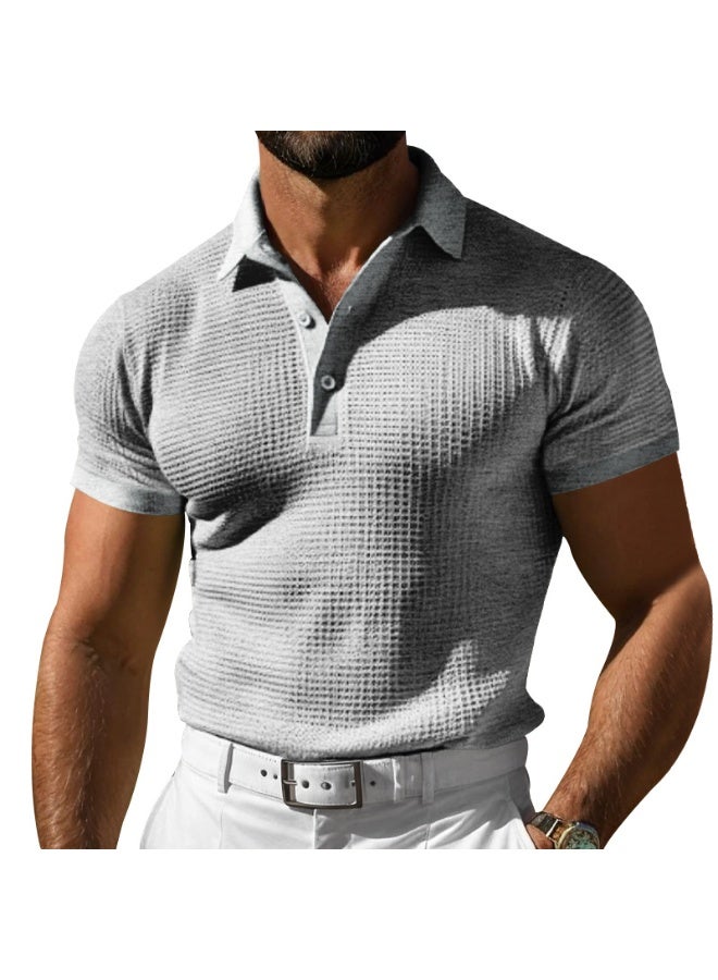 Summer Men's Polo Shirt Buttons Sporty Slim Fit T-Shirt - Image 1