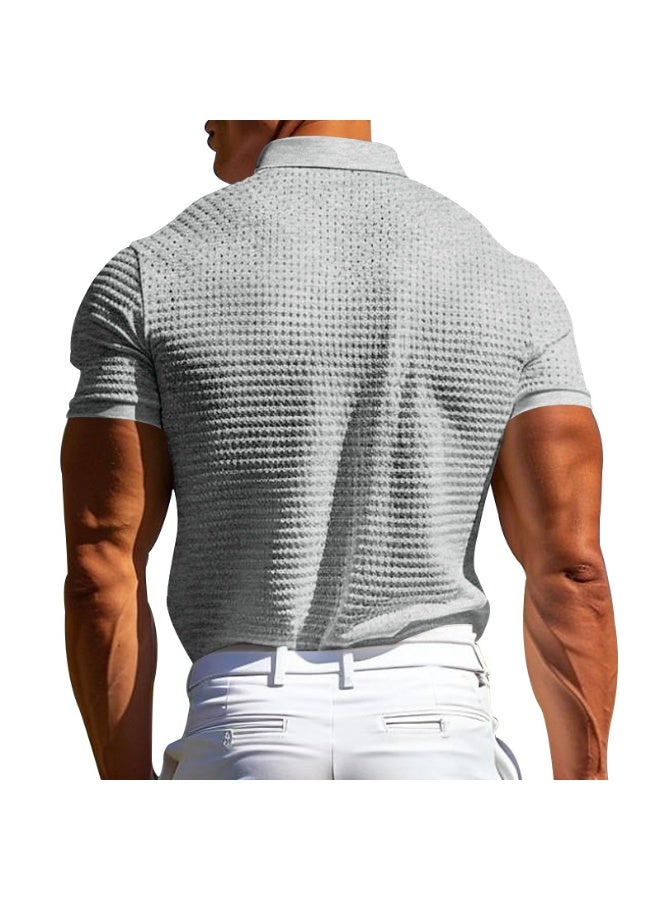 Summer Men's Polo Shirt Buttons Sporty Slim Fit T-Shirt - Image 2
