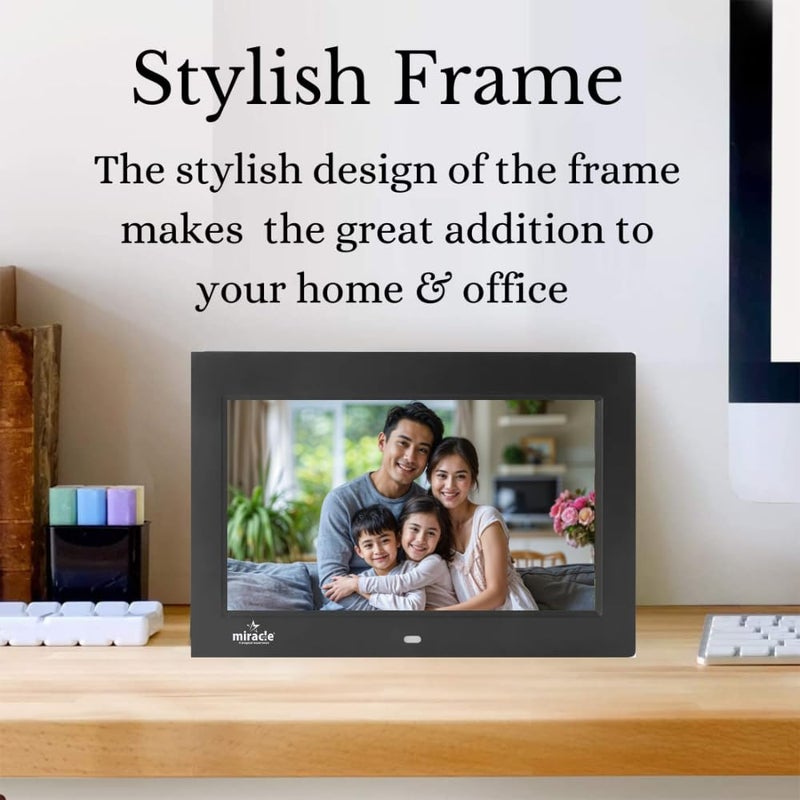 miracle digital 7''(17.78) IPS Digital Photo Frame High-Def Screen Built in 8GB Memory 2GB RAM 180°Wide Angle Viewing Video Audio Support SD USB Disk Card Remote Photos SlideShow - Image 2