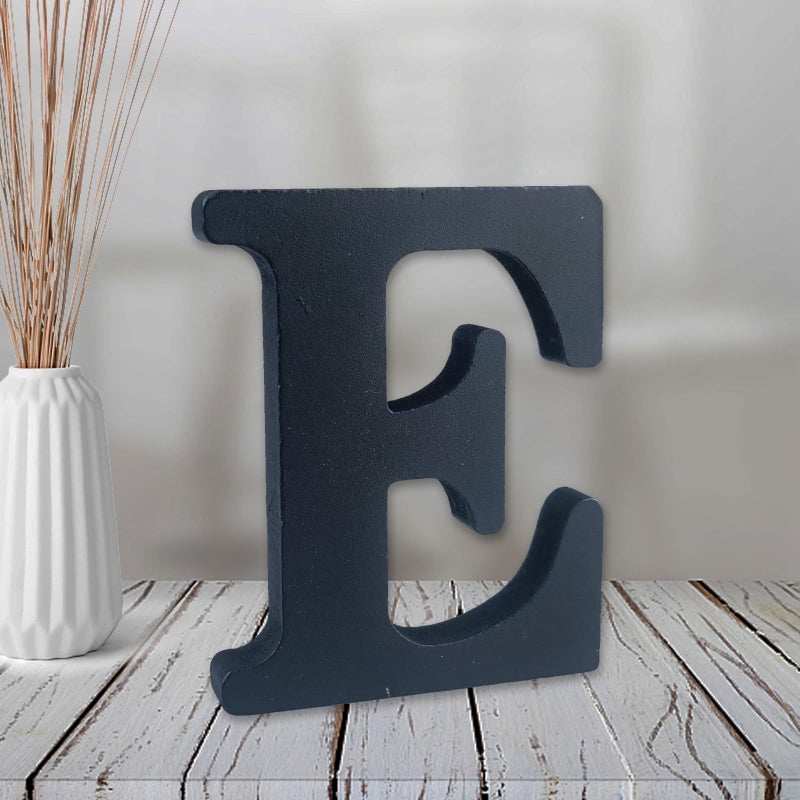 AOCEAN 4 inch Black Wood Letters Unfinished Wood Letters for Halloween Decorative Standing Letters Slices Sign Board Decoration for Craft Home Party Projects E