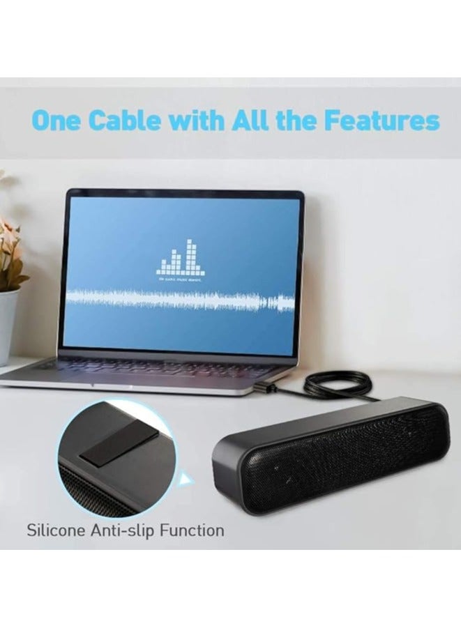 erorex Computer Speaker, USB Powered Speaker, Portable Computer Sound Bar, Bar-Plug and Play, Compatible with Various Devices System, for Desktop, Windows Pcs, Laptop - Image 2