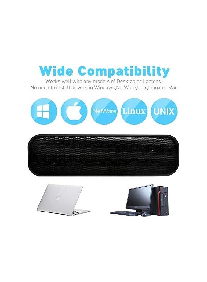 erorex Computer Speaker, USB Powered Speaker, Portable Computer Sound Bar, Bar-Plug and Play, Compatible with Various Devices System, for Desktop, Windows Pcs, Laptop - Image 3