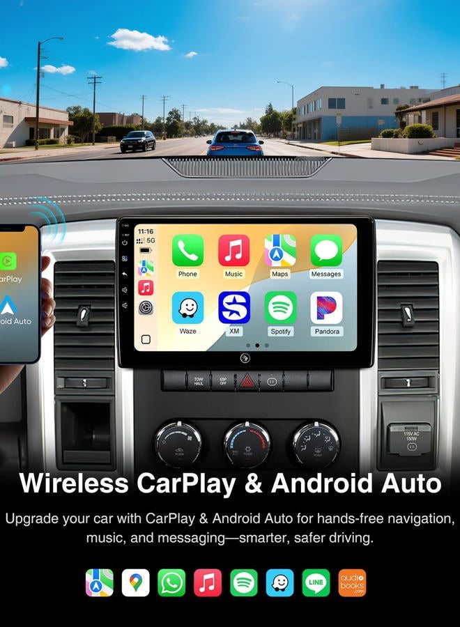 AINAVI 10 inch (4G+64G) Touchscreen Car Stereo for Dodge Ram 1500 2500 3500 (2009-2012) Radio Replacement Kit Upgrade with Wireless CarPlay Android Auto 5G WiFi BT GPS Navigation - Image 3