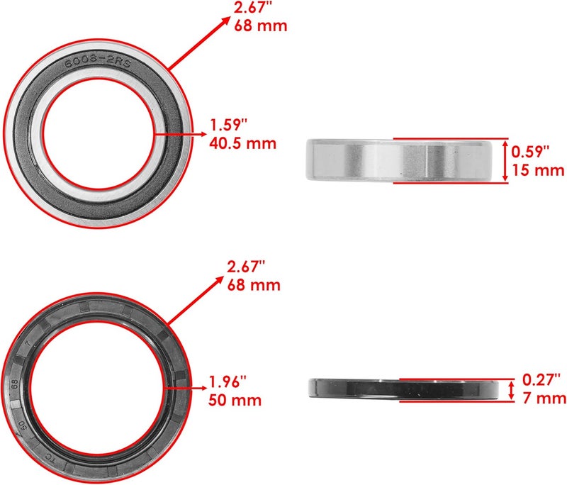 Caltric Rear Axle Bearings Seals Spacer and Bearing Carrier Kit for Suzuki LT-Z400 QuadSport 2003 - Image 5