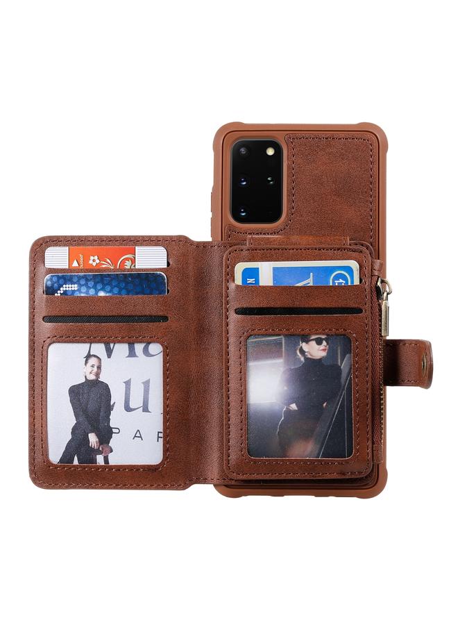 اس-توب جراب لهاتف Galaxy S20+ جراب واقٍ مقاوم للصدمات بسحاب مع فتحات للبطاقات وقوس وحامل للصور ووظيفة المحفظة - Image 5