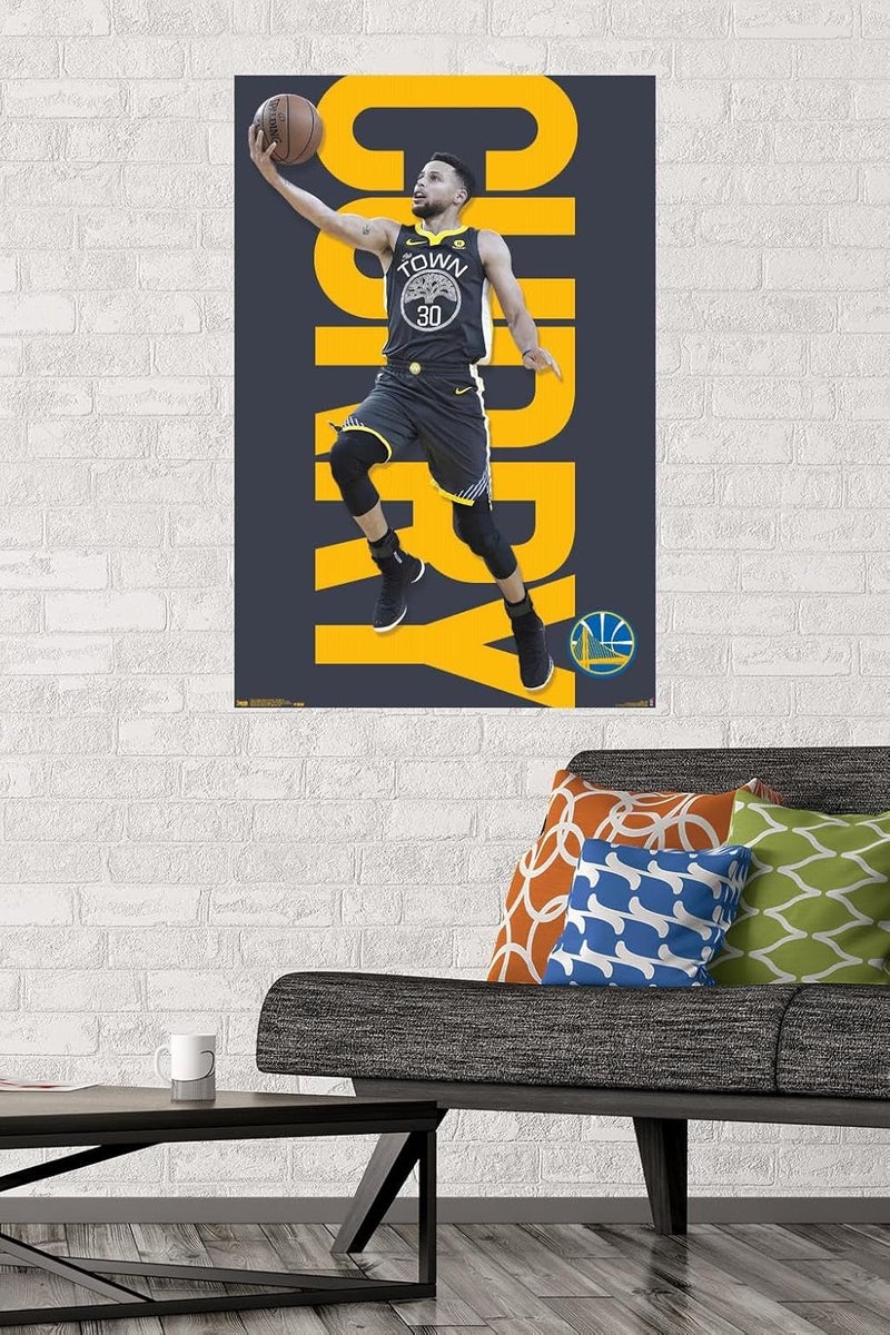 Trends International NBA Golden State Warriors - Stephen Curry 18 Wall Poster, 22.375" x 34", Premium Unframed Version - Image 2
