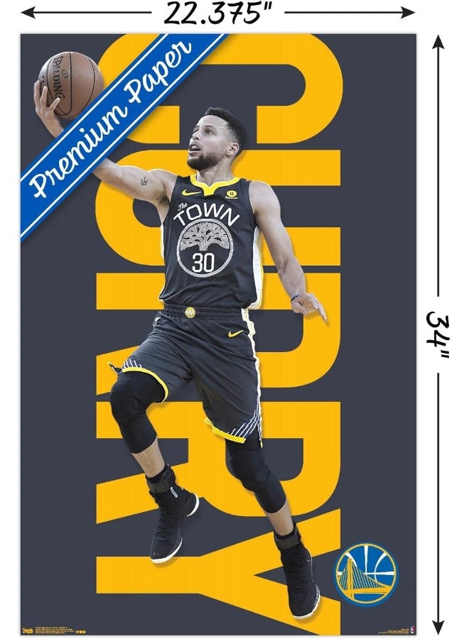 Trends International NBA Golden State Warriors - Stephen Curry 18 Wall Poster, 22.375" x 34", Premium Unframed Version - Image 3