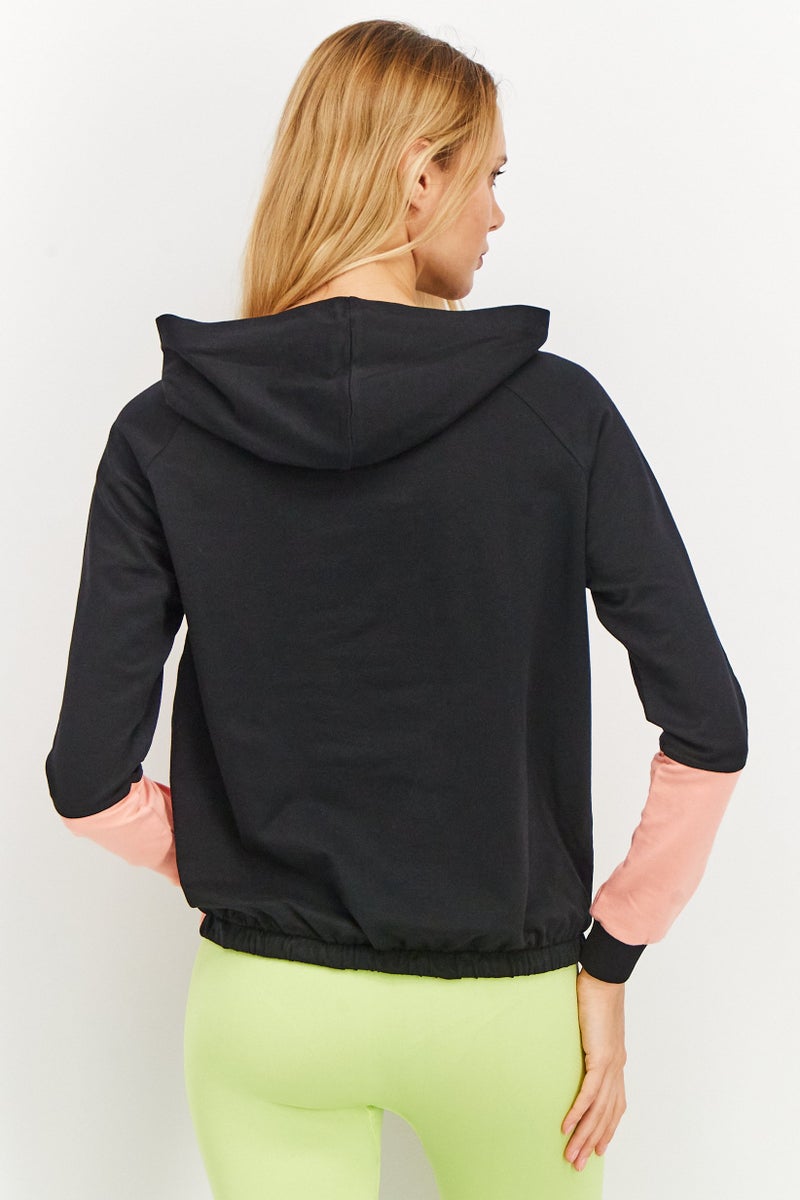 RBX ملابس رياضية نسائية بتصميم ملون بأكمام طويلة لركض، أسود - Image 4