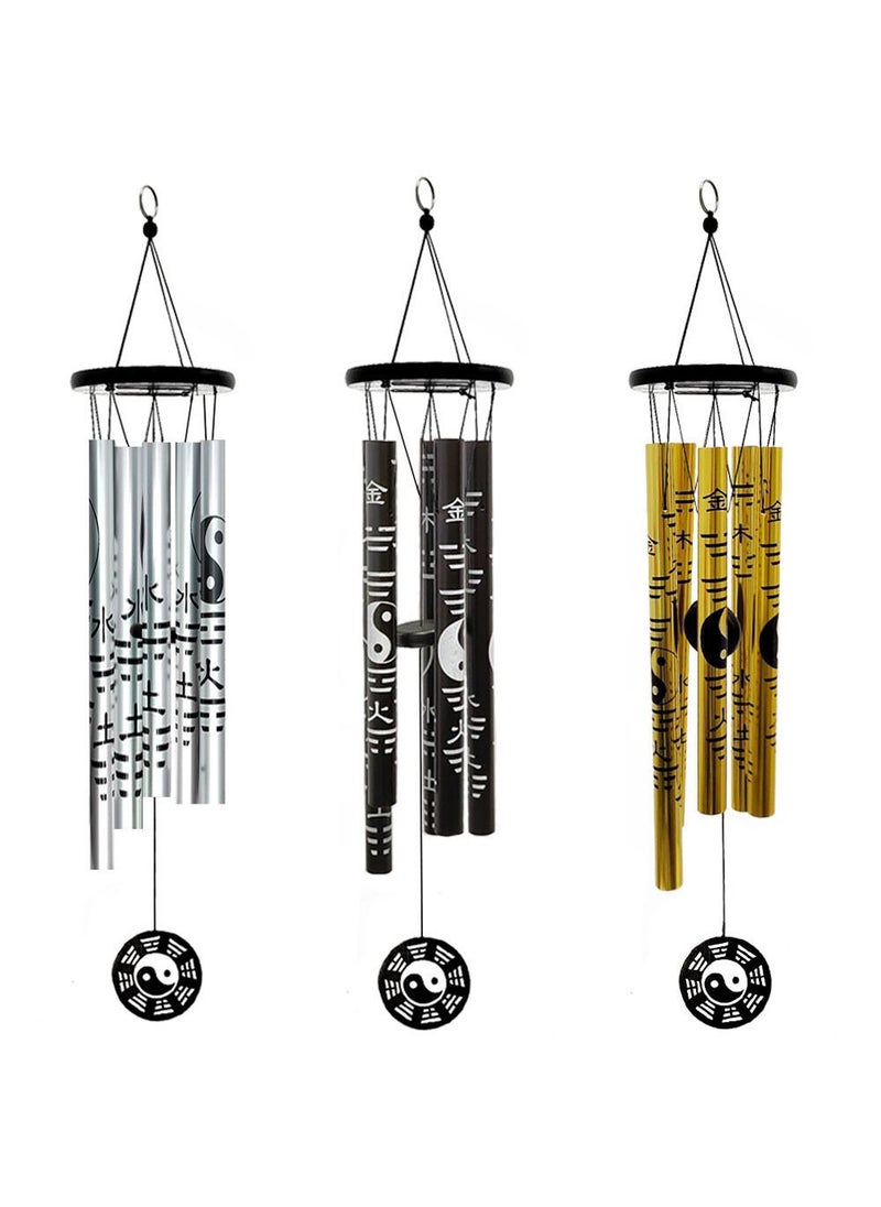 Generic Metal Bagua Wind Chimes Indoor Outdoor Decor M0105 medium black 
