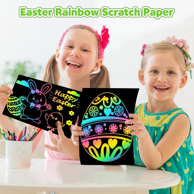 ZMLM Arts Crafts Gifts for Kids: 60PCS Rainbow Scratch Paper Art for Girls and Boys Ages 4-8 8-12 Craft Supplies Kit, Easter Basket Stuffers for Kid Toys Games Activities Valentines Day Gift (Pink) - Image 2
