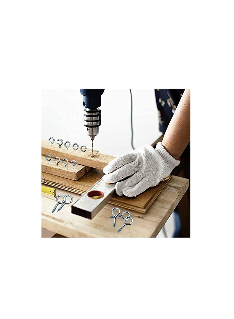 NJM Eye Hook Screws 50pcs Metal Plated Screw Eyes Self Tapping Eyelet Hooks - Image 3