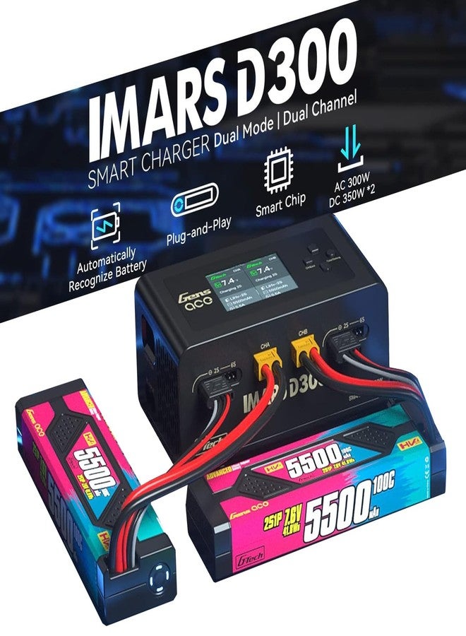 Alaohu IMARS D300 Charger, Gens Ace Smart Balance Charger Dual Channel AC 300W / DC 700W (350W*2) 16A for RC 1~6S Charging (Black) - Image 2