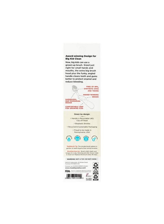 Radius Kids Toothbrush, Right Hand, Yellow, BPA Free and ADA Accepted, Designed for Delicate Teeth and Gums, for Children 6 Years and Up - Image 2