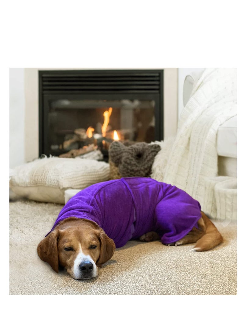 Super Absorbent Microfibre Dog Bathrobe - Fast Drying & Luxuriously Soft Towel for Pets - Perfect for Dogs & Cats in Purple - Image 2