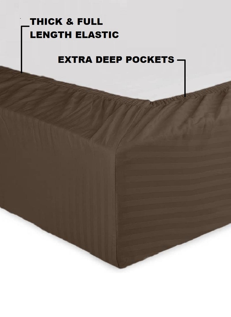 Blueberry Premium Quality Striped Bed Sheet Sets 100% Cotton 2 Piece Set Deep Pocket 90x190+15cm - Image 3