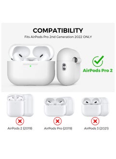 Ahastyle AirPods Pro 2 Case Silicone Protective Cover [Front LED Visible] Compatible with AirPods Pro 2nd Generation (white)  - Image 2