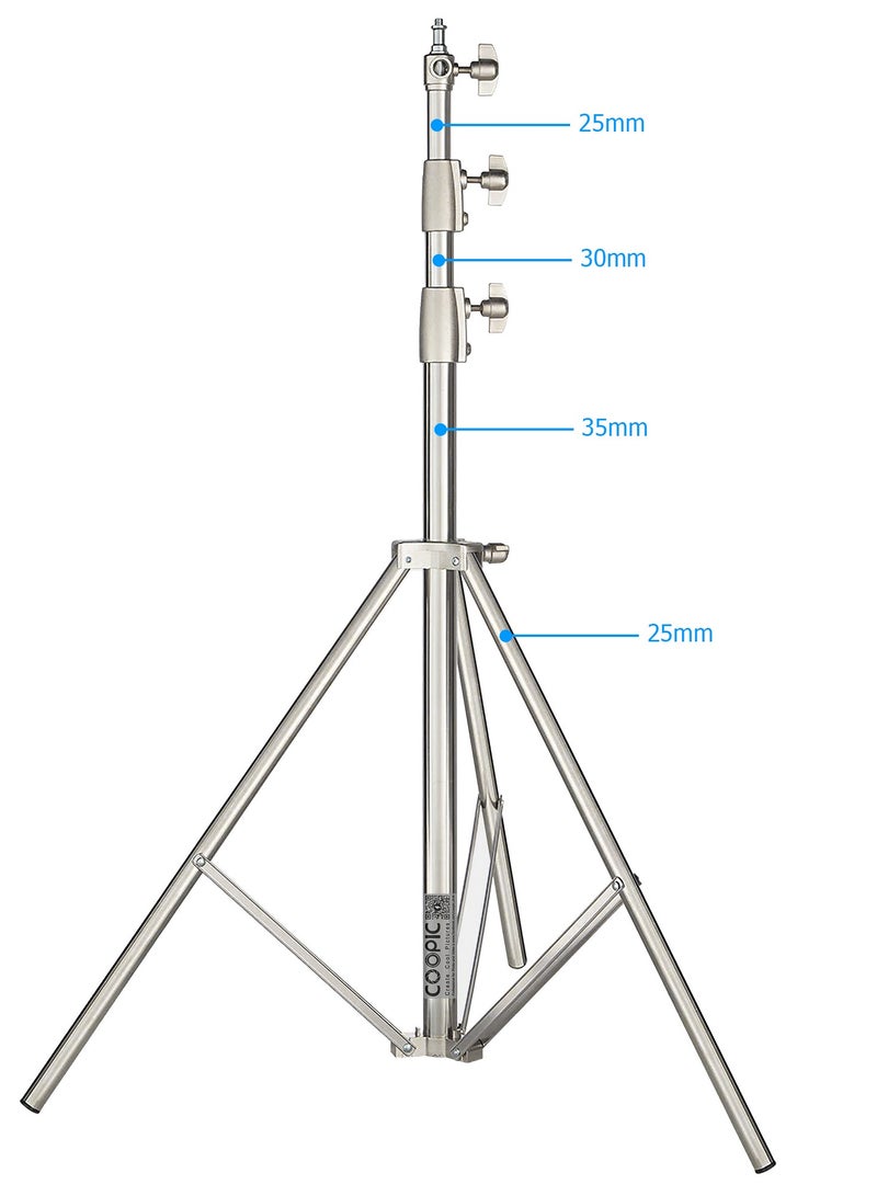 COOPIC L-280M Stainless Steel Light Stand 110inch/280cm Heavy Duty with 1/4-inch to 3/8-inch Universal Adapter for Studio Softbox, Monolight and Other Photographic Equipment (3 PACK) - Image 4