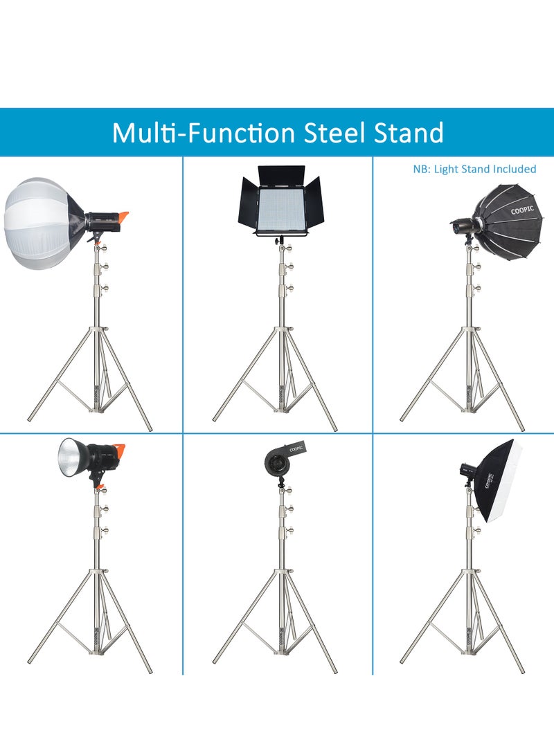 COOPIC L-280M Stainless Steel Light Stand 110inch/280cm Heavy Duty with 1/4-inch to 3/8-inch Universal Adapter for Studio Softbox, Monolight and Other Photographic Equipment (3 PACK) - Image 5