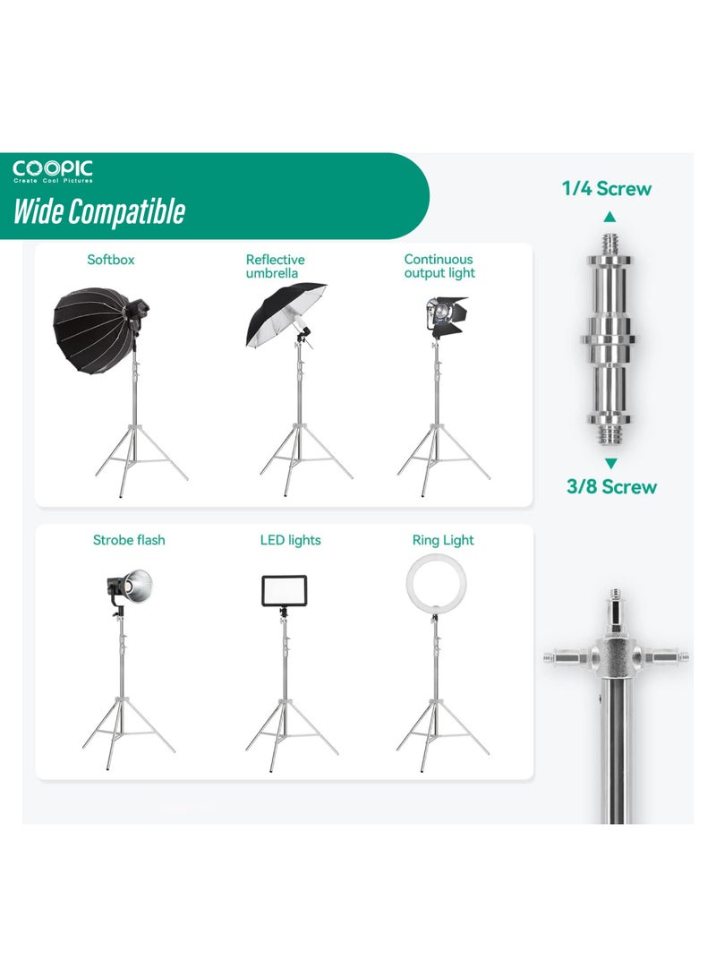 Coopic Light Stand 110inch/280cm Heavy Duty with 1/4-inch to 3/8-inch Universal Adapter for Studio Softbox, Monolight and Other Photographic Equipment (3 PACK) - Image 2