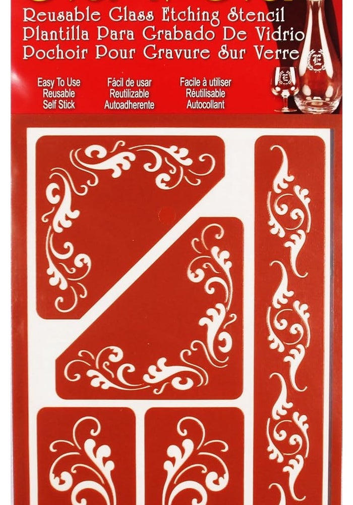 ARMOUR ETCH Over 'N' Over Reusable Glass Etching Stencils, Multi-Colour, 5 x 8-Inch - Image 1