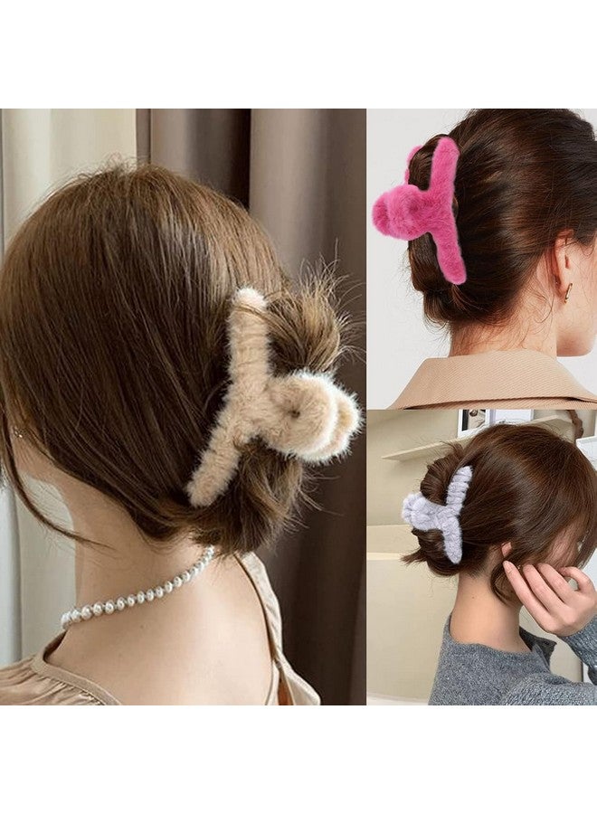 Minta Hair Claw Clips for Women Non-slip Hair Clips Large Fluffy Winter Hair Claw Clips for Thick Hair Hair Accessories for Girls 3Pcs - Image 3