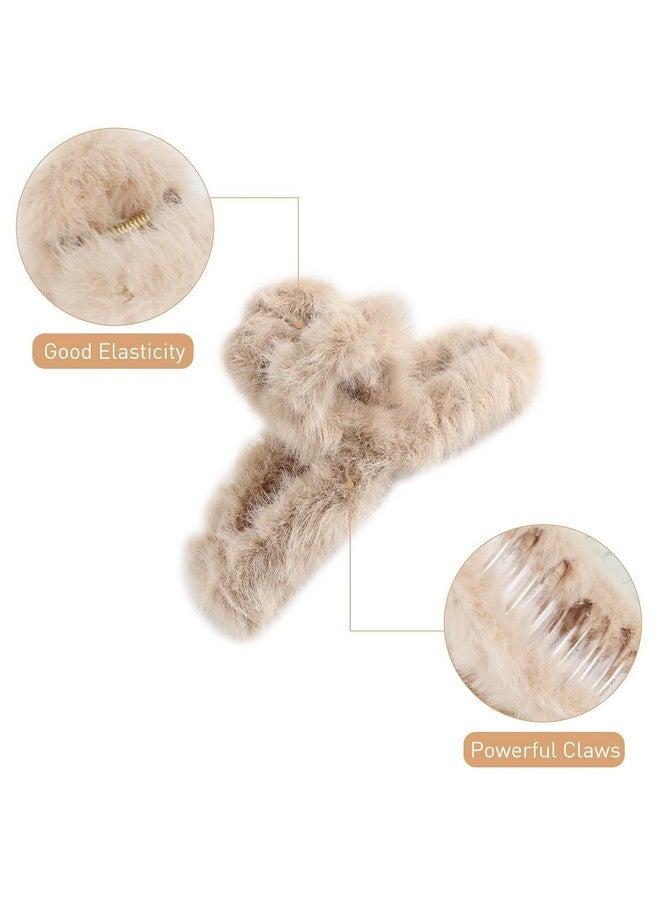 Minta Hair Claw Clips for Women Non-slip Hair Clips Large Fluffy Winter Hair Claw Clips for Thick Hair Hair Accessories for Girls 3Pcs - Image 5