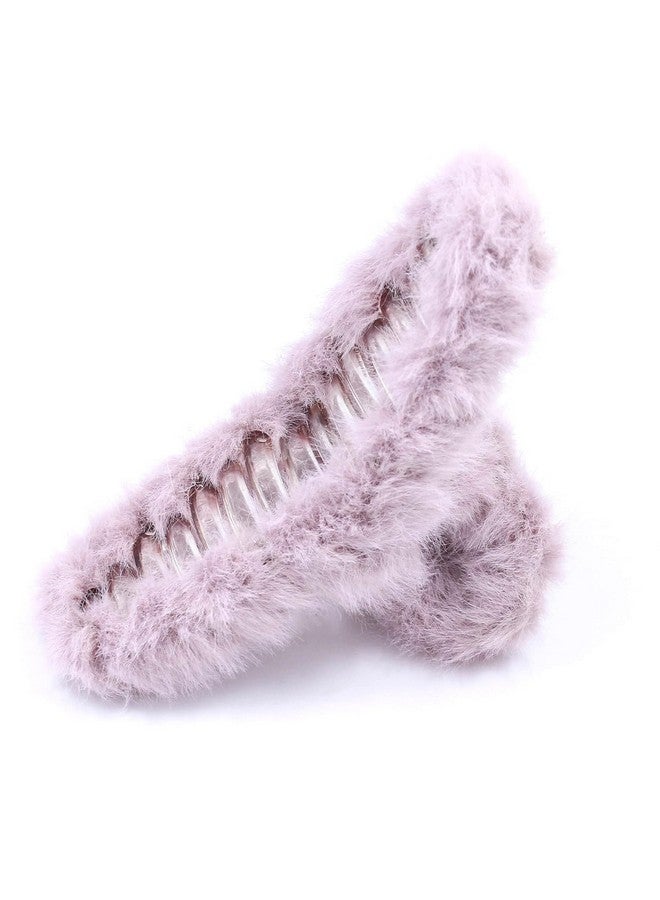 Minta Hair Claw Clips for Women Non-slip Hair Clips Large Fluffy Winter Hair Claw Clips for Thick Hair Hair Accessories for Girls 3Pcs - Image 4