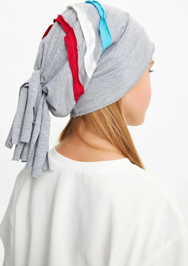 Babygiz Gray Baby Girl Child Colorful Striped Car Figured 4 Season Hat Beanie Soft 100% Cotton Combed Cotton
